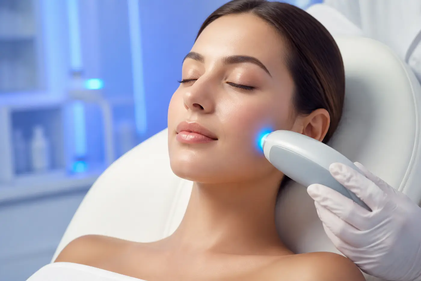 Even indoor lighting on facial skin used as a general tone and texture education image